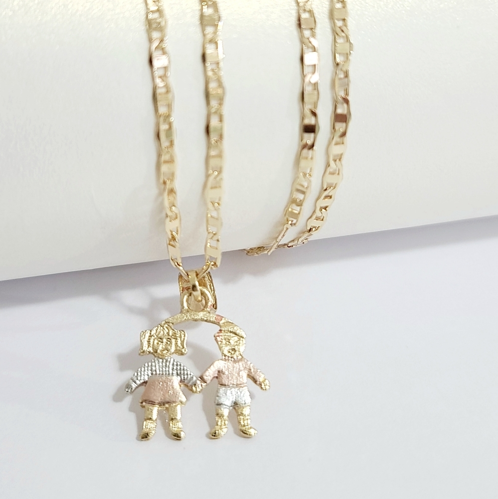 14k Gold Plated "Brother & Sister" Necklace